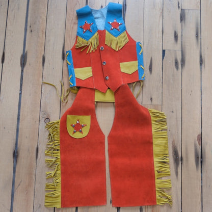 SouthBay Kids Rodeo Vest and Chaps Set - Blue and Orange