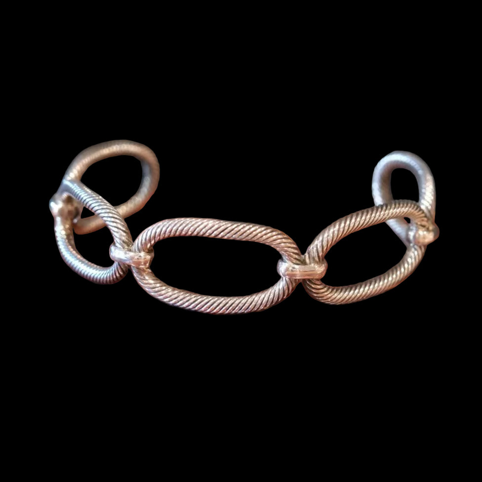 Rubio Enterprises Sterling Silver Oval Rope Link Cuff Bracelet