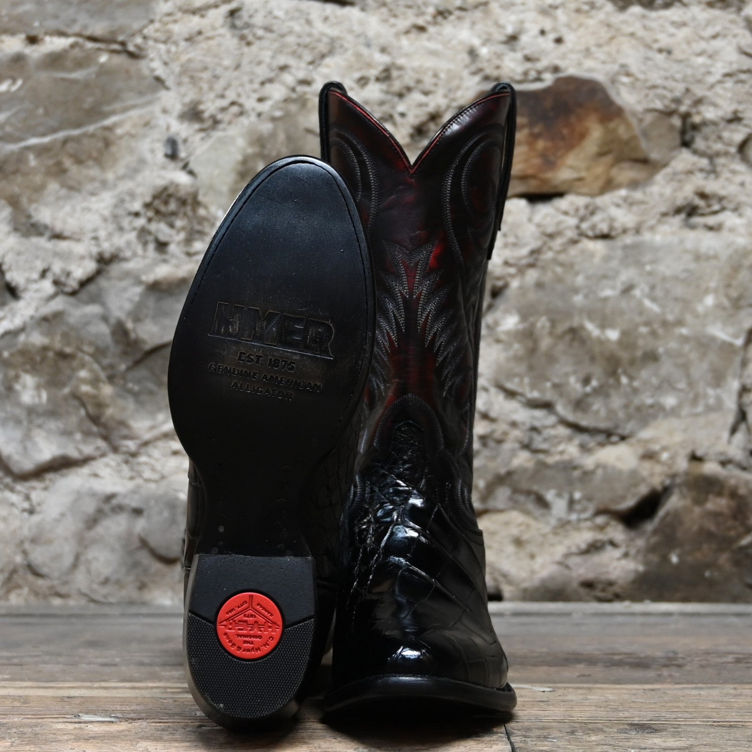 Hyer 100 Black Cherry Mississippiensis American alligator boot