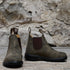 Youth Blundstone Slip On Chelsea boot in rustic brown leather with elastic sides and pull tabs