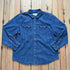 Howler Bros Dust Up Denim Snapshirt in Merle Stripe with pearl snaps and Western detailing