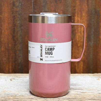 Stanley Stay Hot Camp Mug 24 oz in Port Shimmer with press-fit Tritan drink-thru lid and stainless steel construction