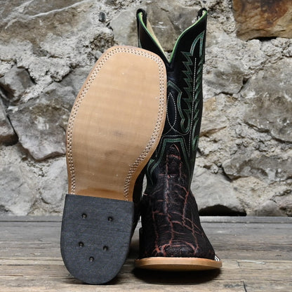 View of Anderson Bean 13&quot; boot with bark vintage elephant vamp and black glove leather top