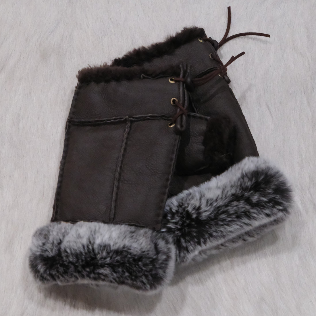 Morris Kaye HandsFree Shearling & Rabbit Texting Gloves