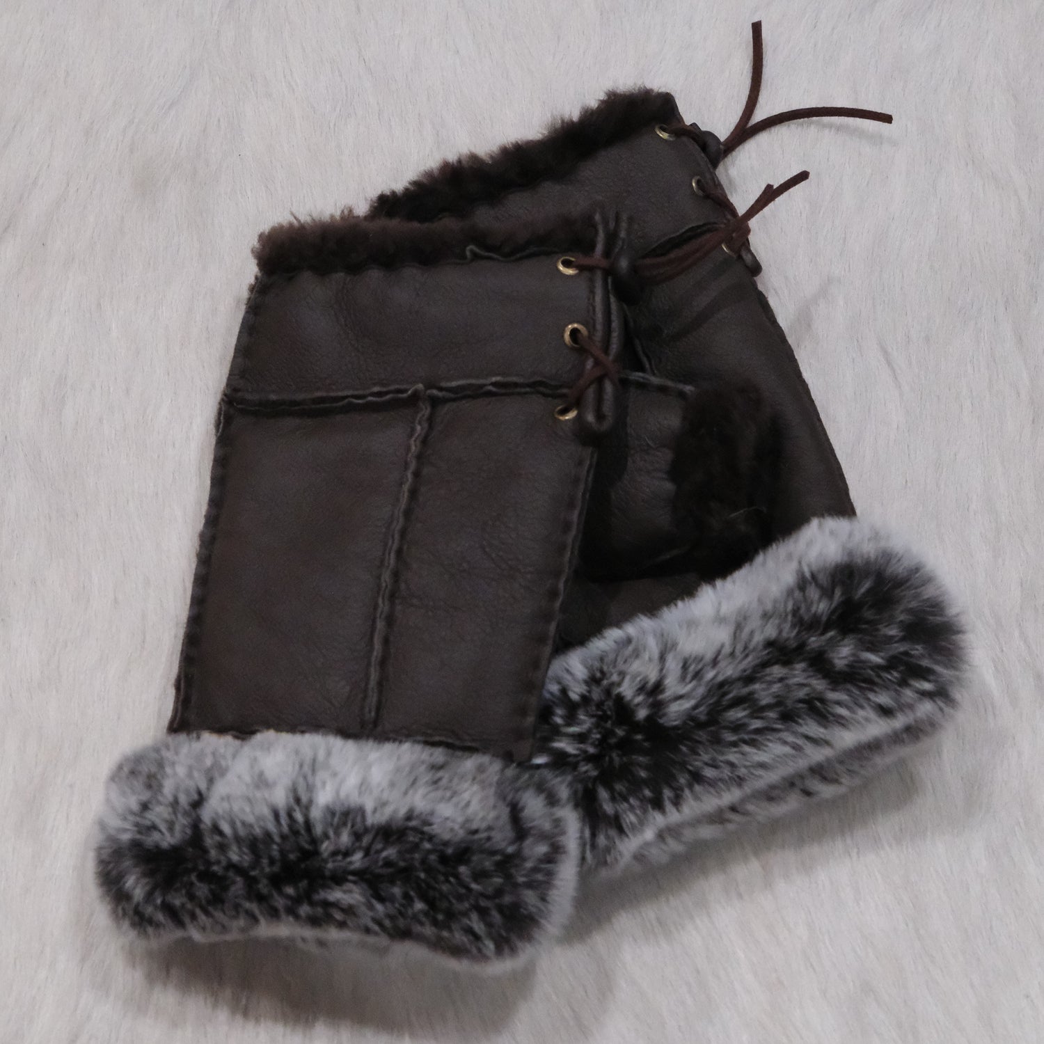 Morris Kaye HandsFree Shearling &amp; Rabbit Texting Gloves