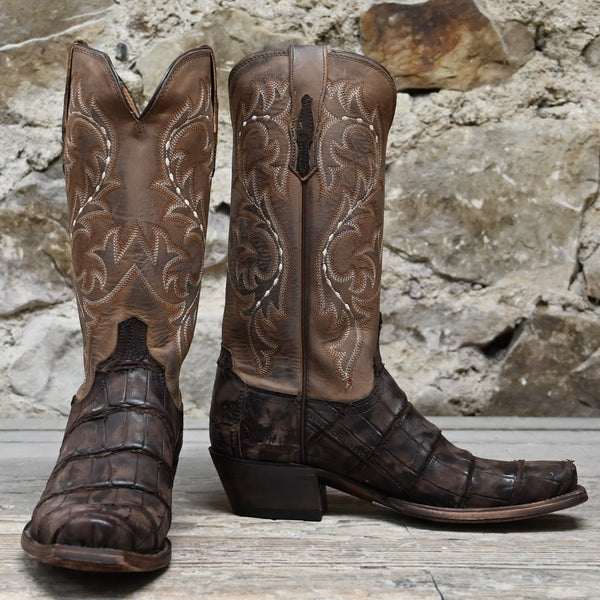 Lucchese American alligator lace up boots Lucchese Red Wine Oxblood Head Cut American Alligator Boots  main image 4