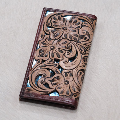 American Darling Tooled Overlay Checkbook Wallet with Snap Enclosure
