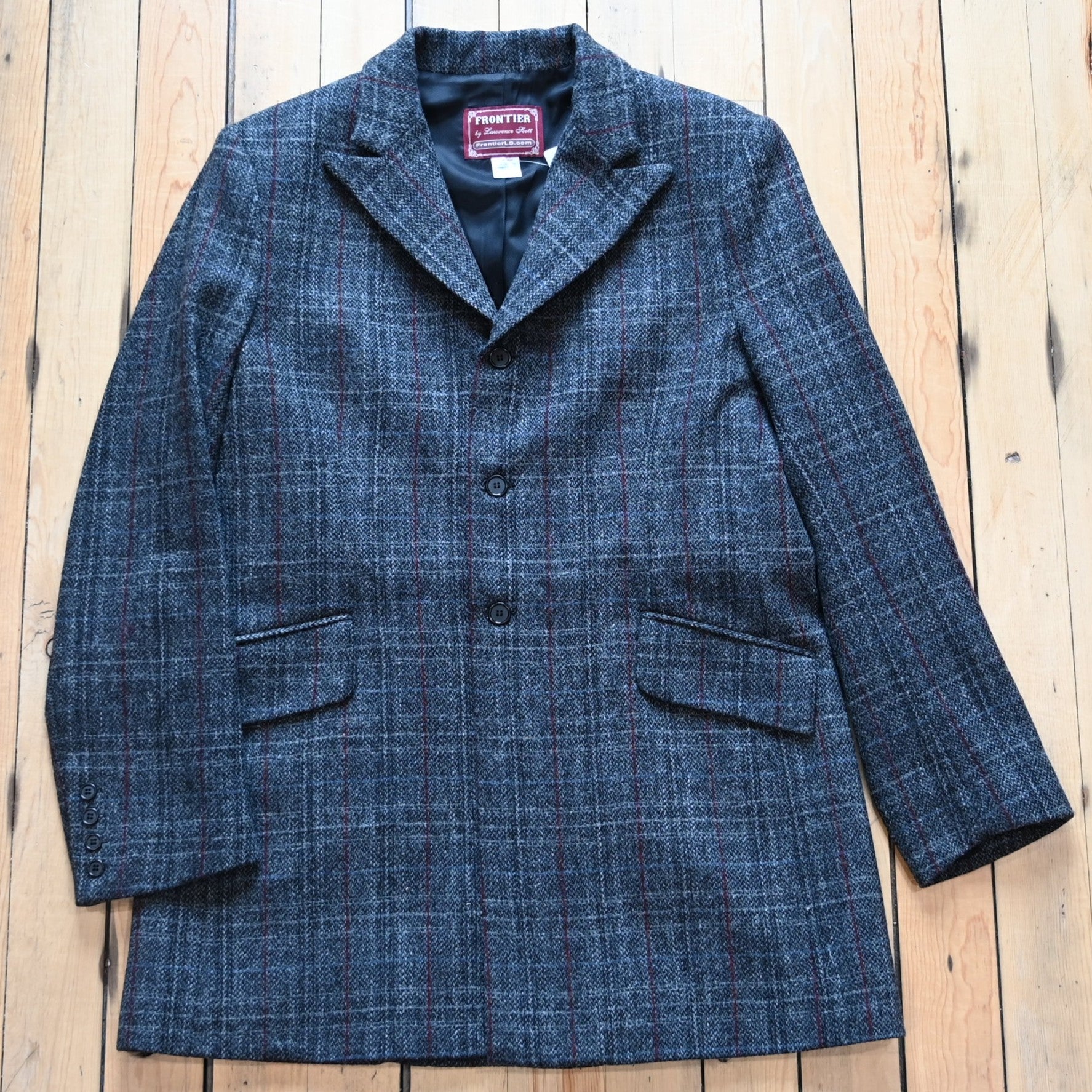 Frontier Men’s LB Town Coat grey plaid front view