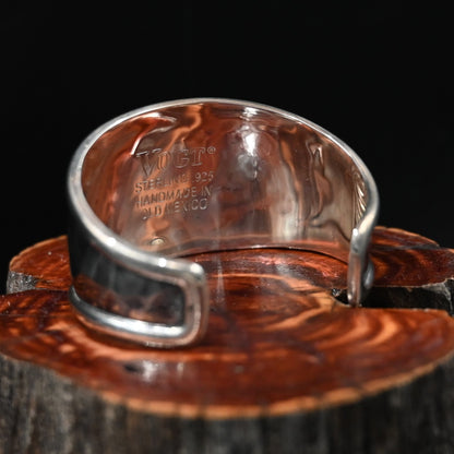 Vogt Silversmiths Kacey Cuff — hammered sterling silver bracelet with smooth polished borders