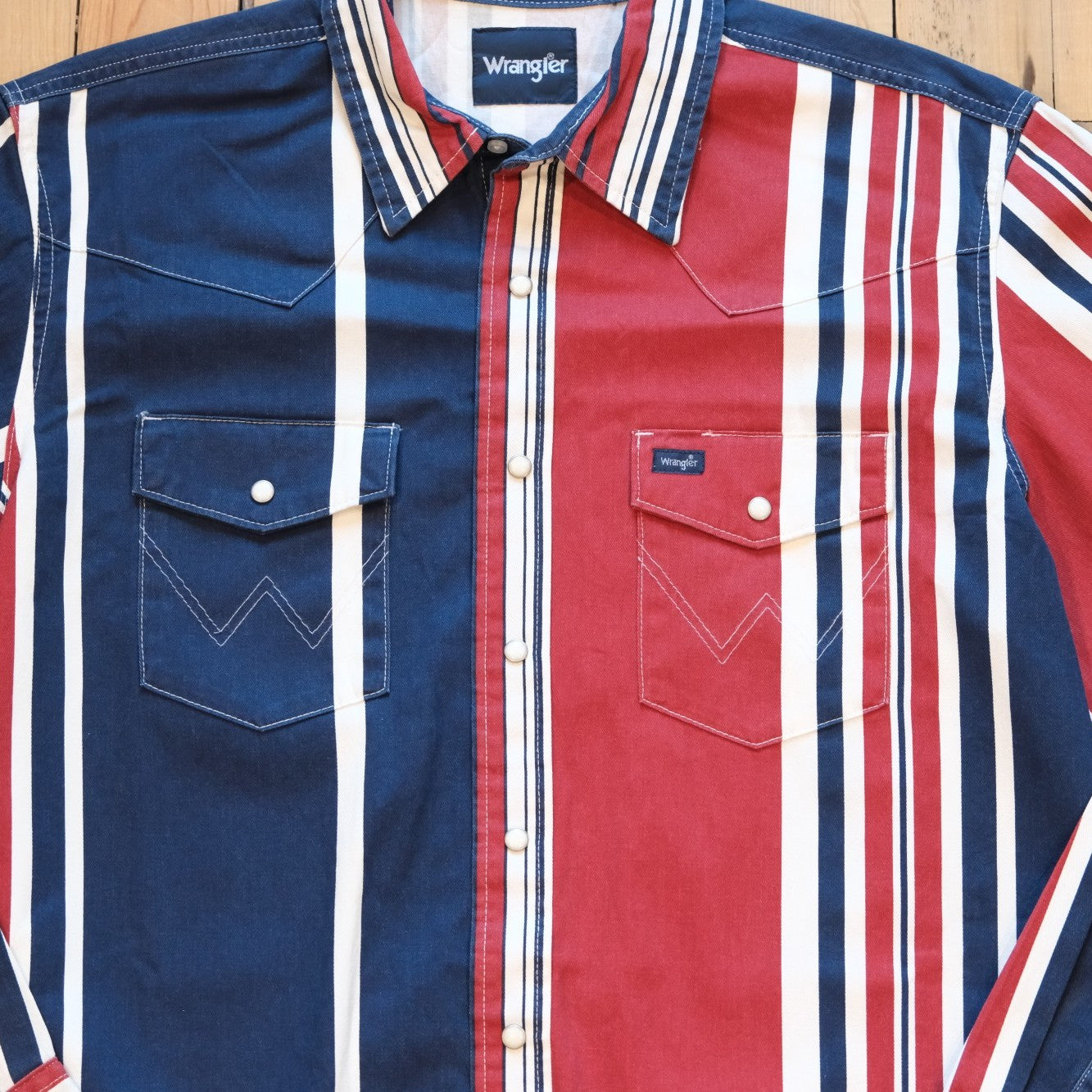 Wrangler Vintage Inspired Brushpopper Western Snap Workshirt: Americana