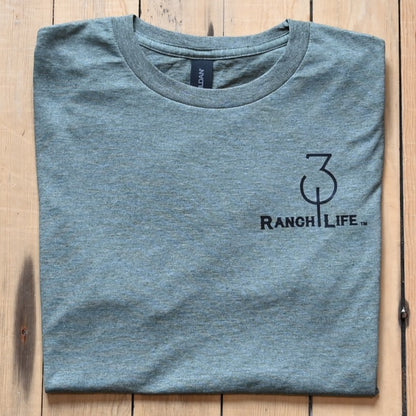 Heather Forest Green unisex T‑shirt with American flag graphic from 310 Ranch Life.