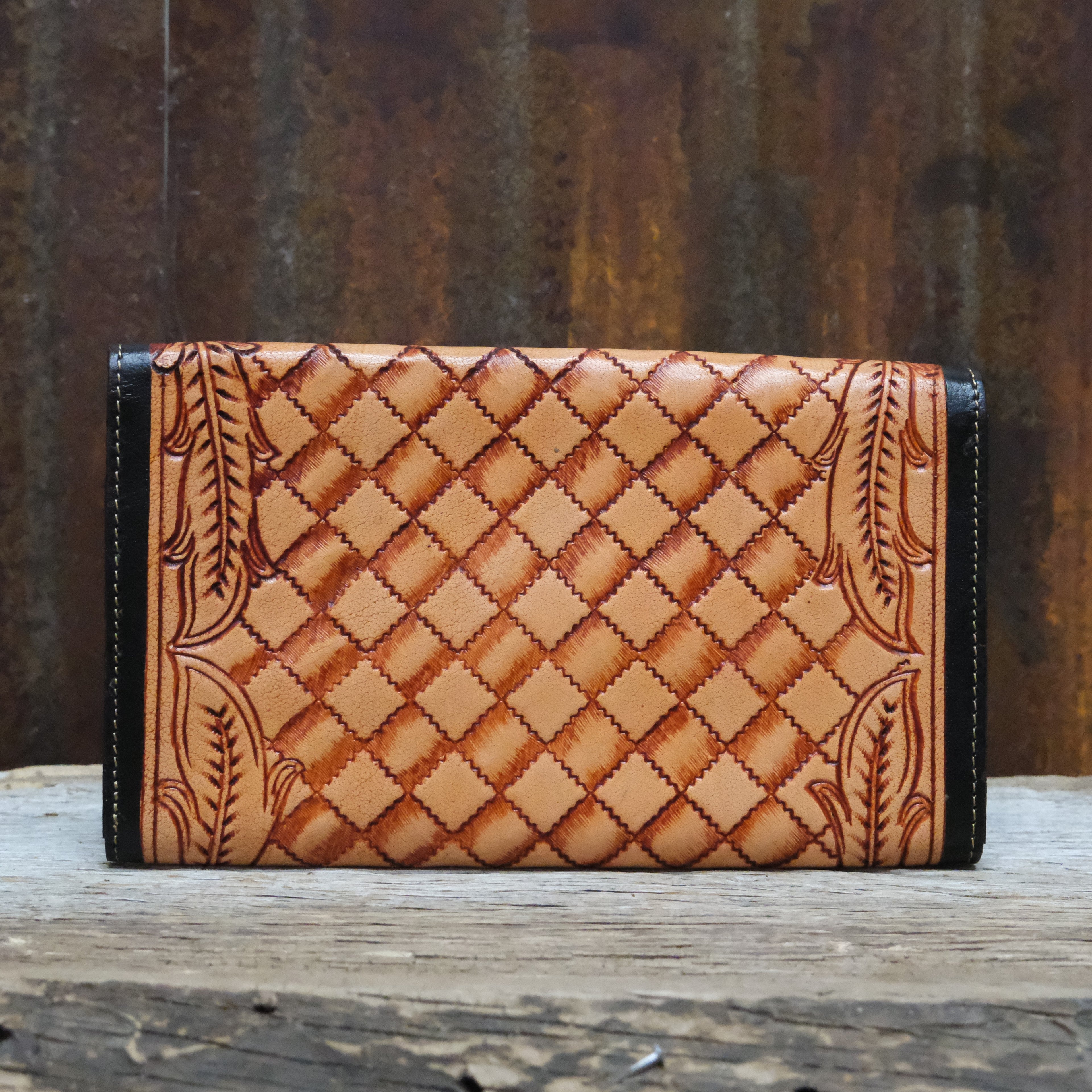 Myra printed canvas Engage wallet with leather trim and zipper closure