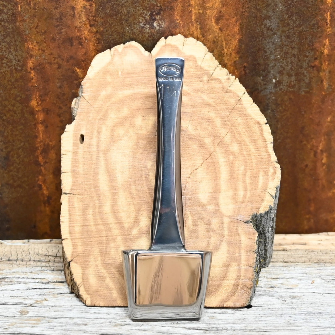 Weaver Master Tool 1 ¼-inch oblong leather punch, hand-forged polished steel