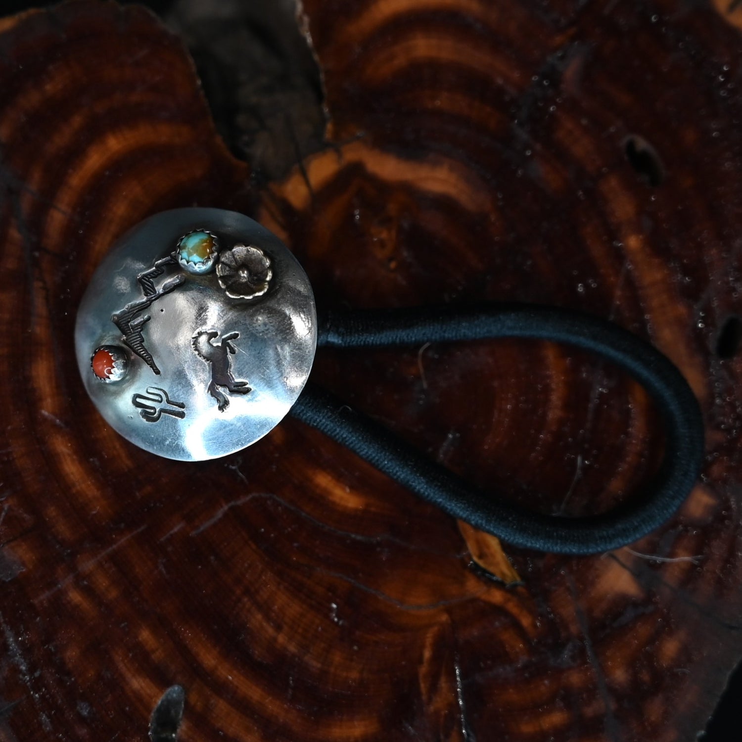 Calico Rose Trick Pony sterling silver combo accessory, wearable as a hair tie or pendant