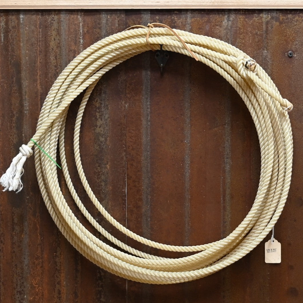 Kings 3/8″ scant nylon 3-strand rope, natural nylon fibers, ranch and roping ready