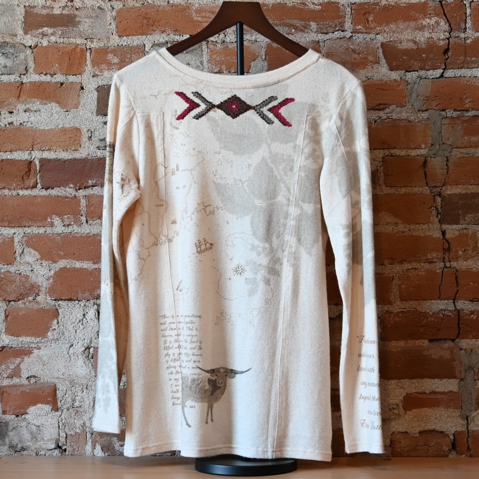 Double D Ranch Ladies No Mans Land Tee in Bone with Western graphic print