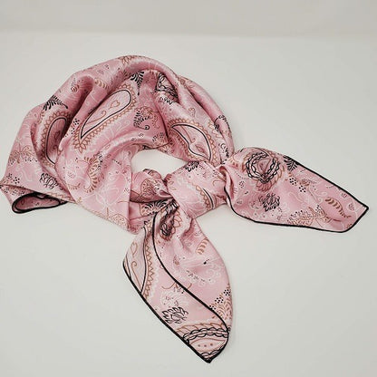 Cowboy Images Charmeuse Traditional Paisley Pink Wild Rag 36x36