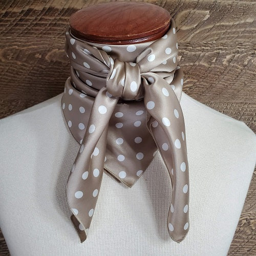 Charmeuse 3/8" White Dot on Mink Wild Rag