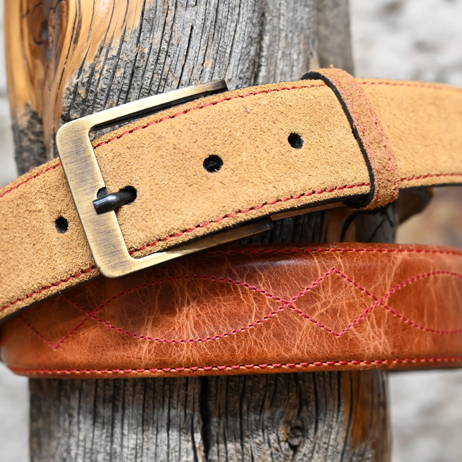 Hondo Maple Rough-Out leather belt with Mango Volcano inlay designed to match Hondo Boot 2645