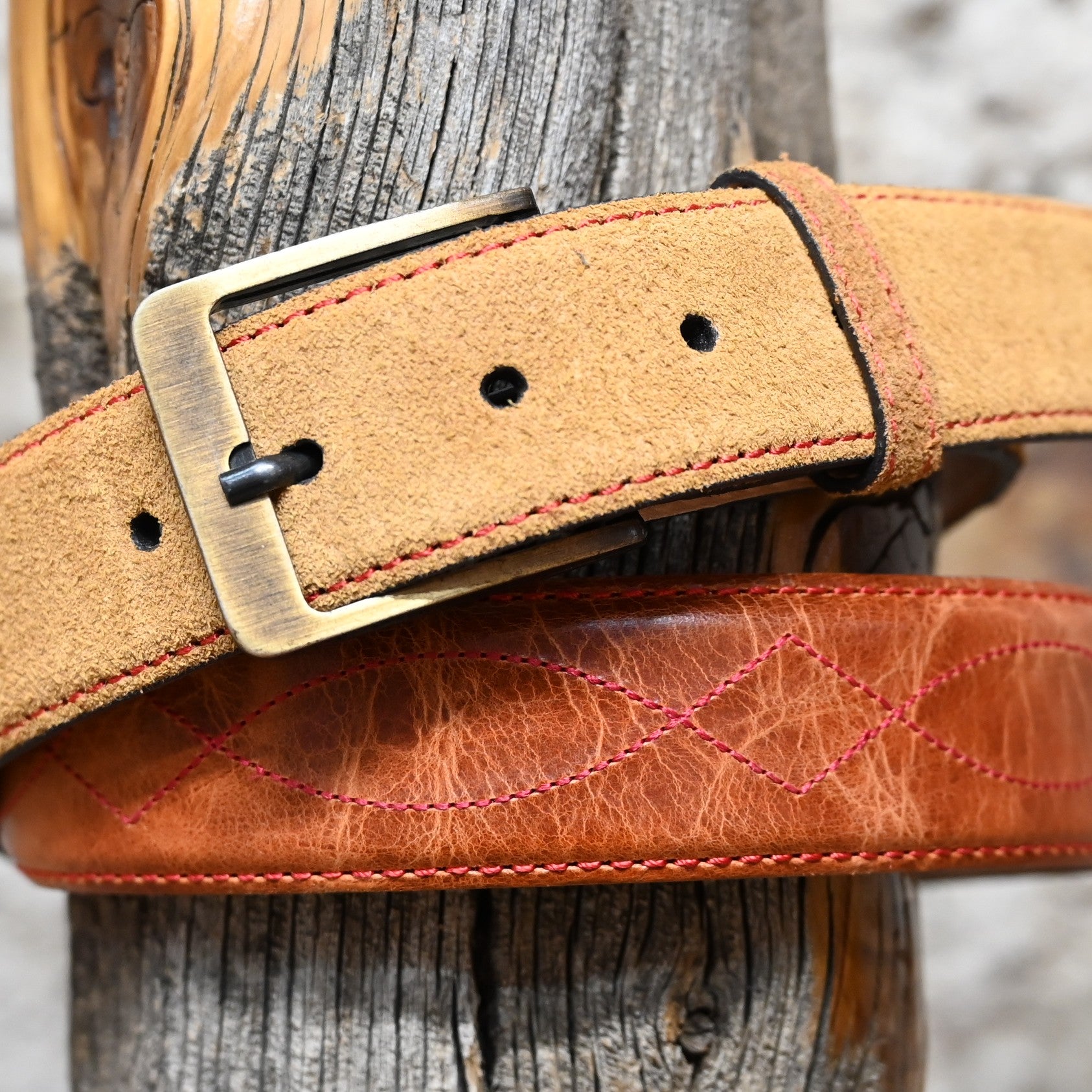 Hondo Maple Rough-Out leather belt with Mango Volcano inlay designed to match Hondo Boot 2645