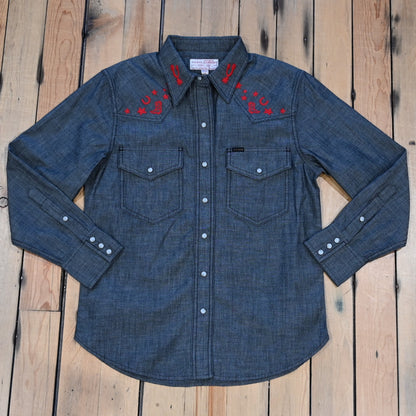 Filson Ladies Embroidered Western Shirt Black Chambray