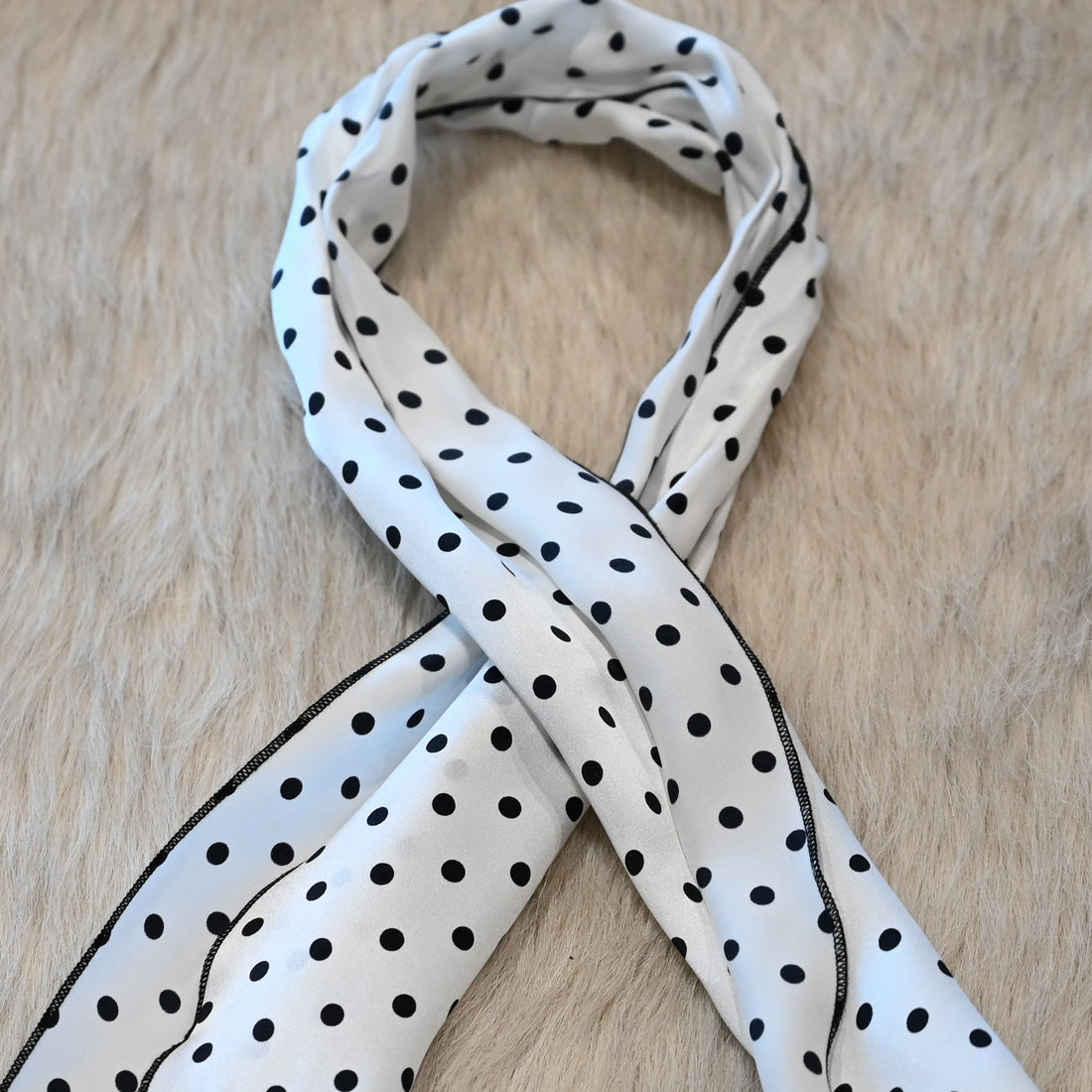 Cowboy Images Charmeuse 3/16" Black Dot on White