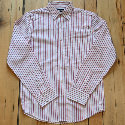 Wrangler Cody Johnson long sleeve white button down shirt with ruby stripes and one chest pocket