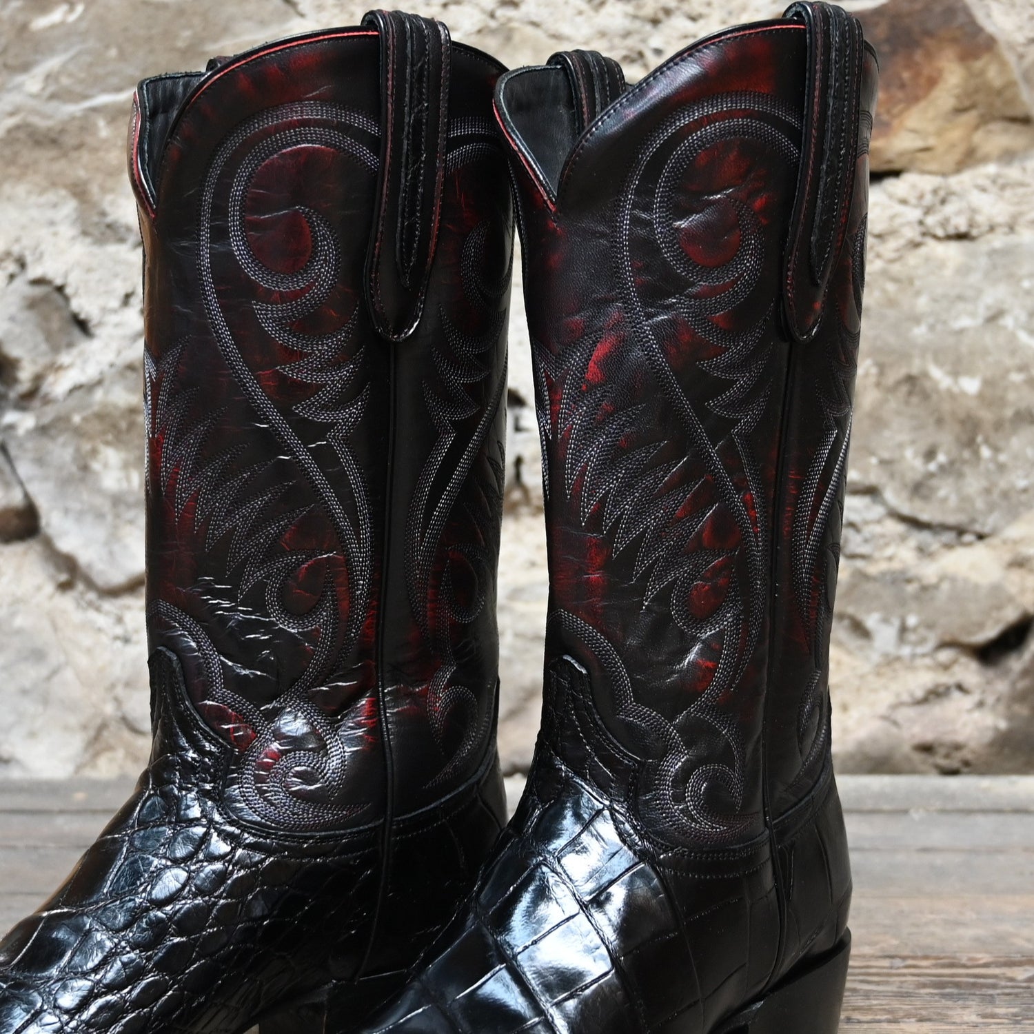 Hyer 100 Black Cherry Mississippiensis American alligator boot