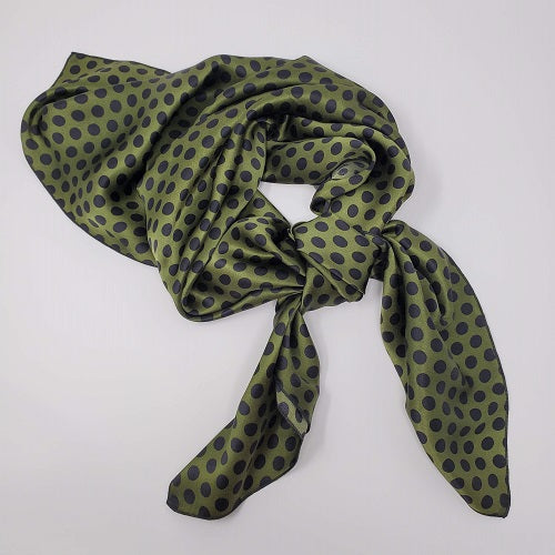 Cowboy Wild Rags black dot on olive silk wild rag