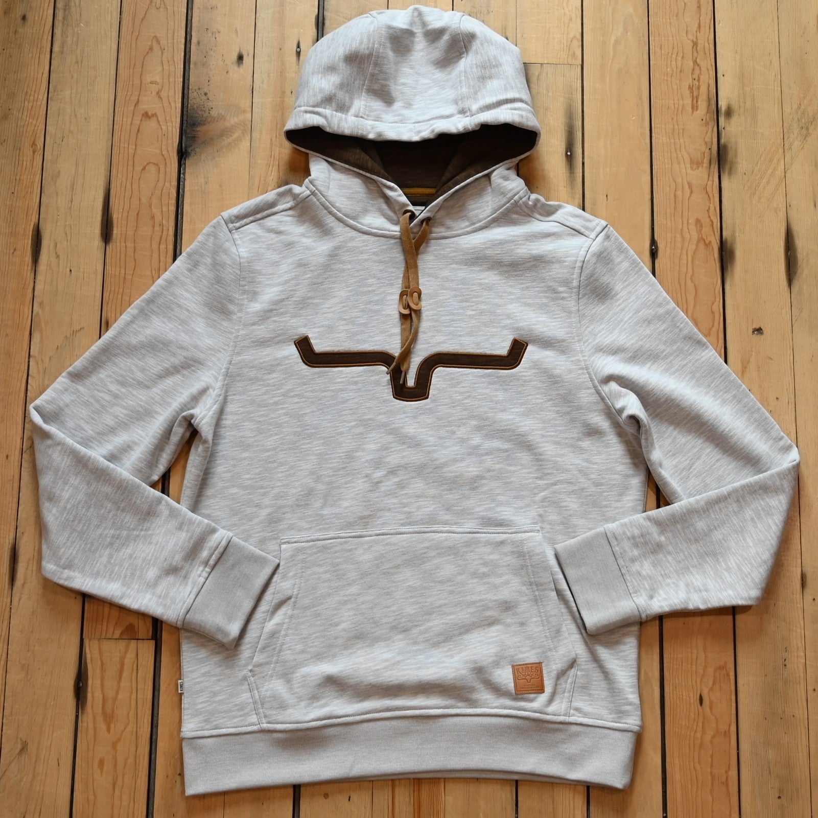Kimes Ranch Men’s Durham Sweatshirt in natural with longhorn logo and front hand pocket