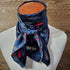 Cowboy Images Charmeuse Feathers Navy Wild Rag 36x36 feather motif on navy charmeuse silk scarf