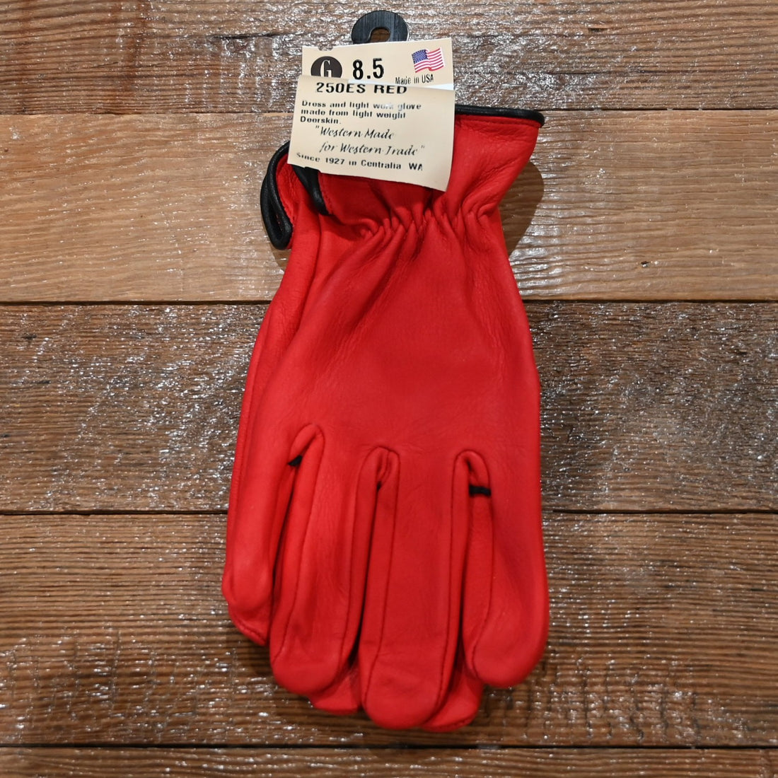 Geier Gloves lightweight red deerskin work glove with black piping
