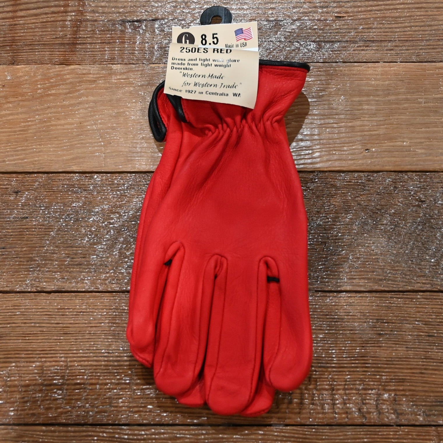 Geier Gloves lightweight red deerskin work glove with black piping