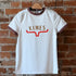 View of Kimes Ranch Ladies Tech T-Shirt in Natural, featuring a straight fit and heat transfer logo
