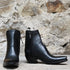 View of Stallion Men’s Zorro zip boot in black calf with round toe