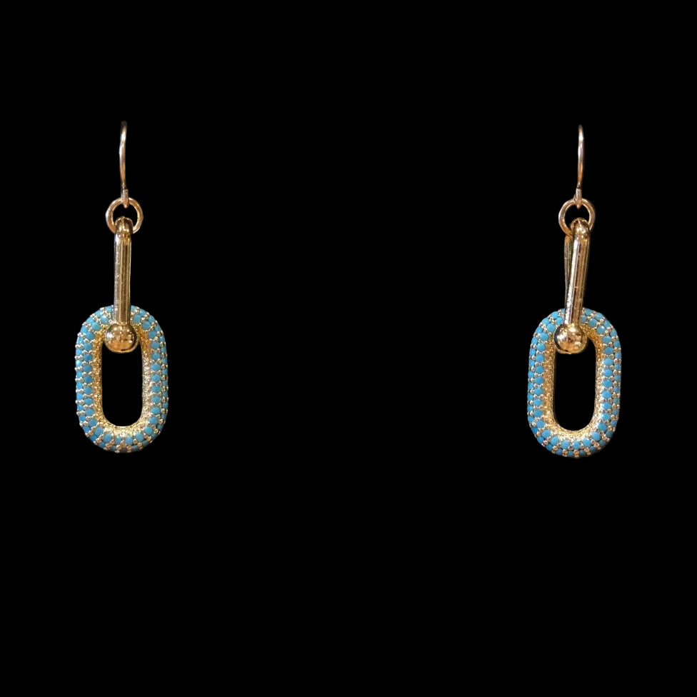 Athena Designs Turquoise U-Link &amp; Oval CZ Earrings