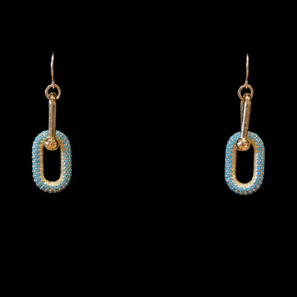 Athena Designs Turquoise U-Link &amp; Oval CZ Earrings