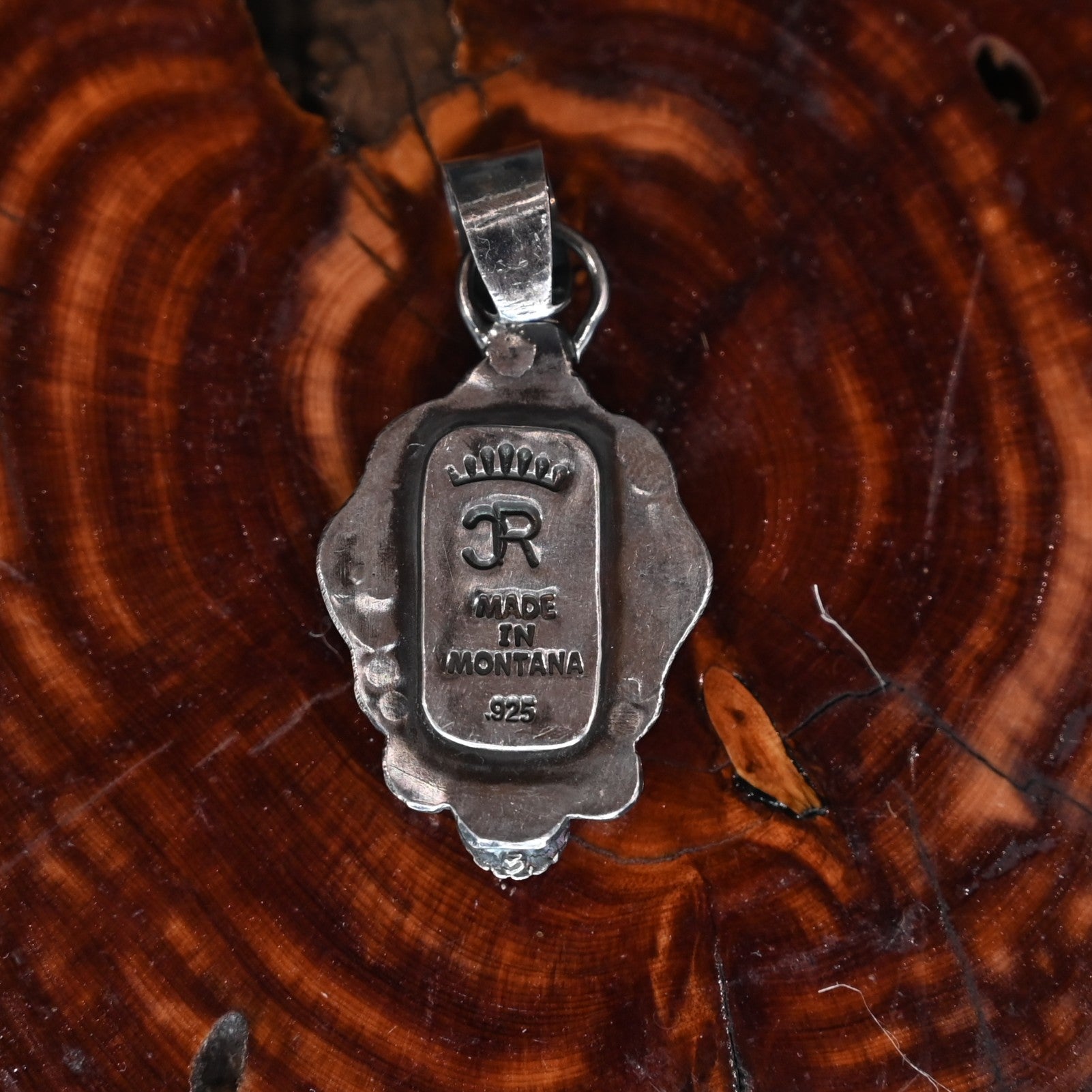 Calico Rose sterling silver pendant with Royston turquoise stone and handcrafted artisan design