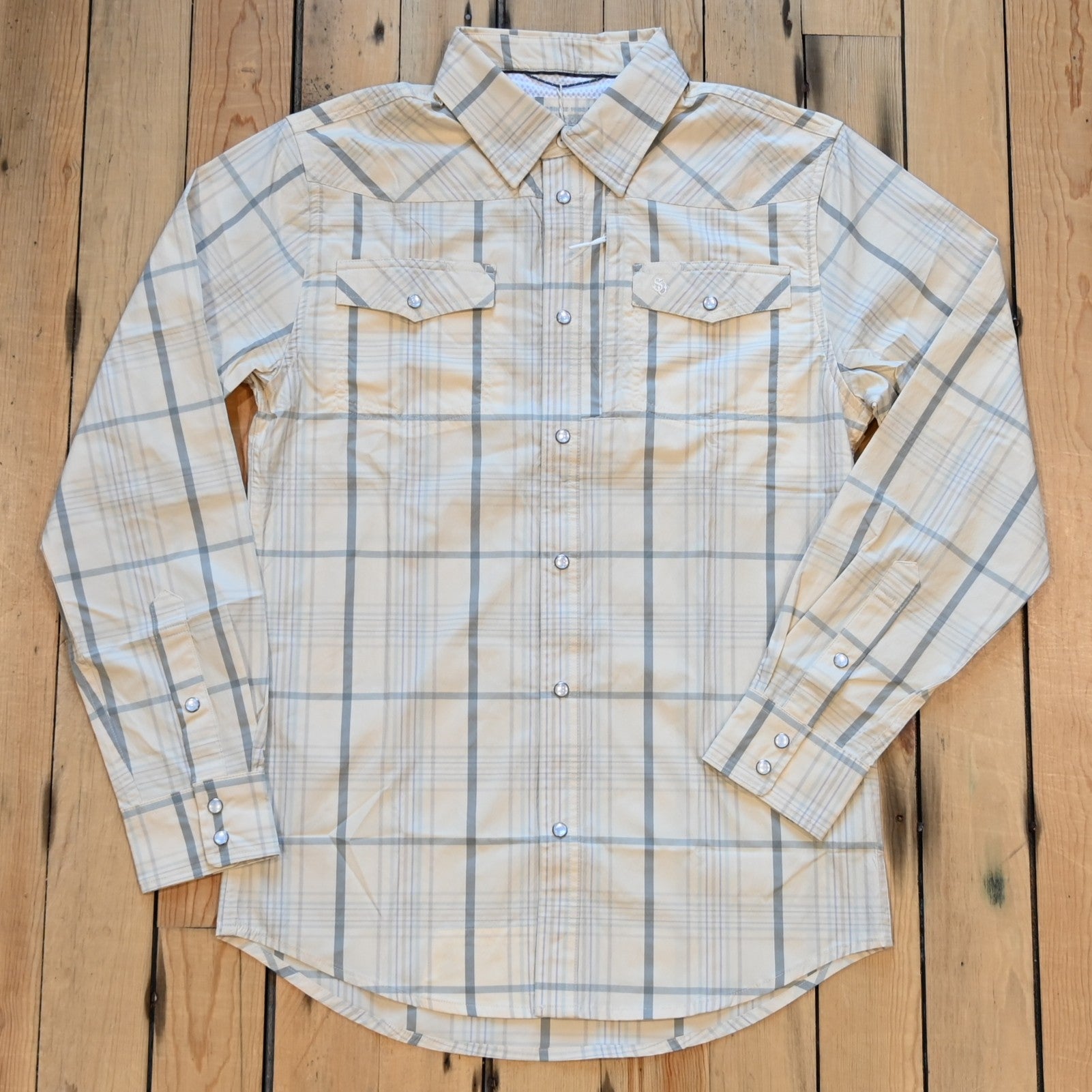 Schaefer RangeTek Western Guide Snap Shirt in Leander with pearl snaps and vented back