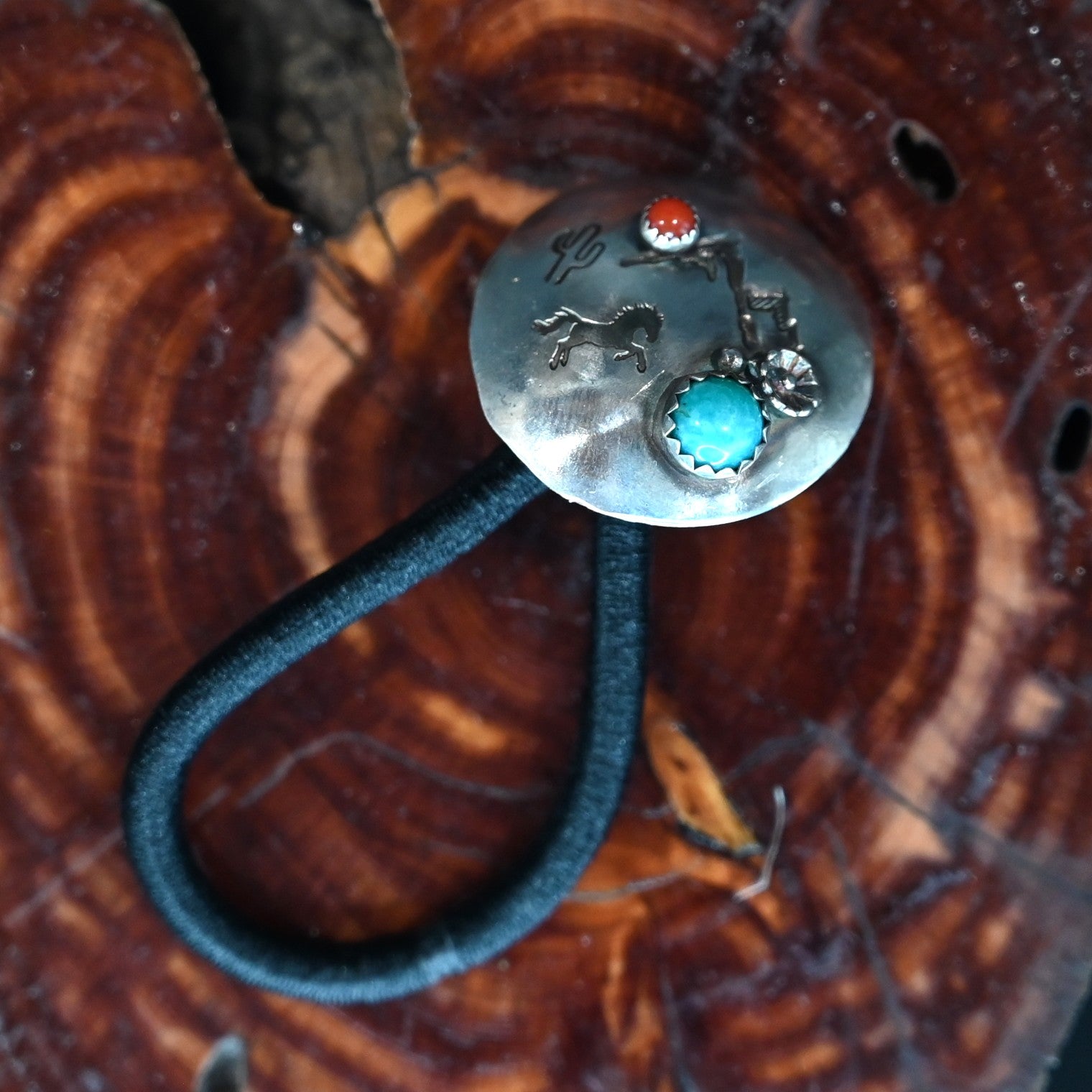 Calico Rose Trick Pony sterling silver combo accessory, wearable as a hair tie or pendant