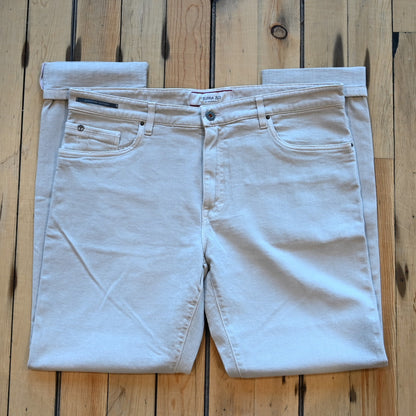 Teleria Zed 5 Pocket Jeans in Sasso soft Italian stone-gray denim with classic five-pocket design