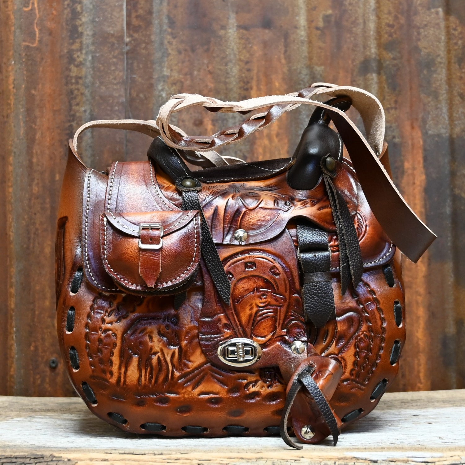 SouthBay Leather Saddle Purse