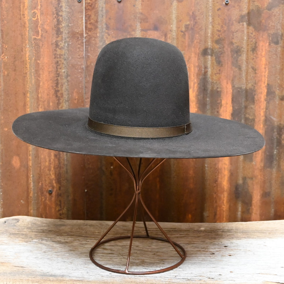 Tacchino Open Crown Western Hat in Chocolate with a 5.875-inch brim.