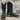View of Horse Power 11" High Noon boot with emerald suede vamp, tan and black bison top, cutter toe, rainbow stitching, and pull straps