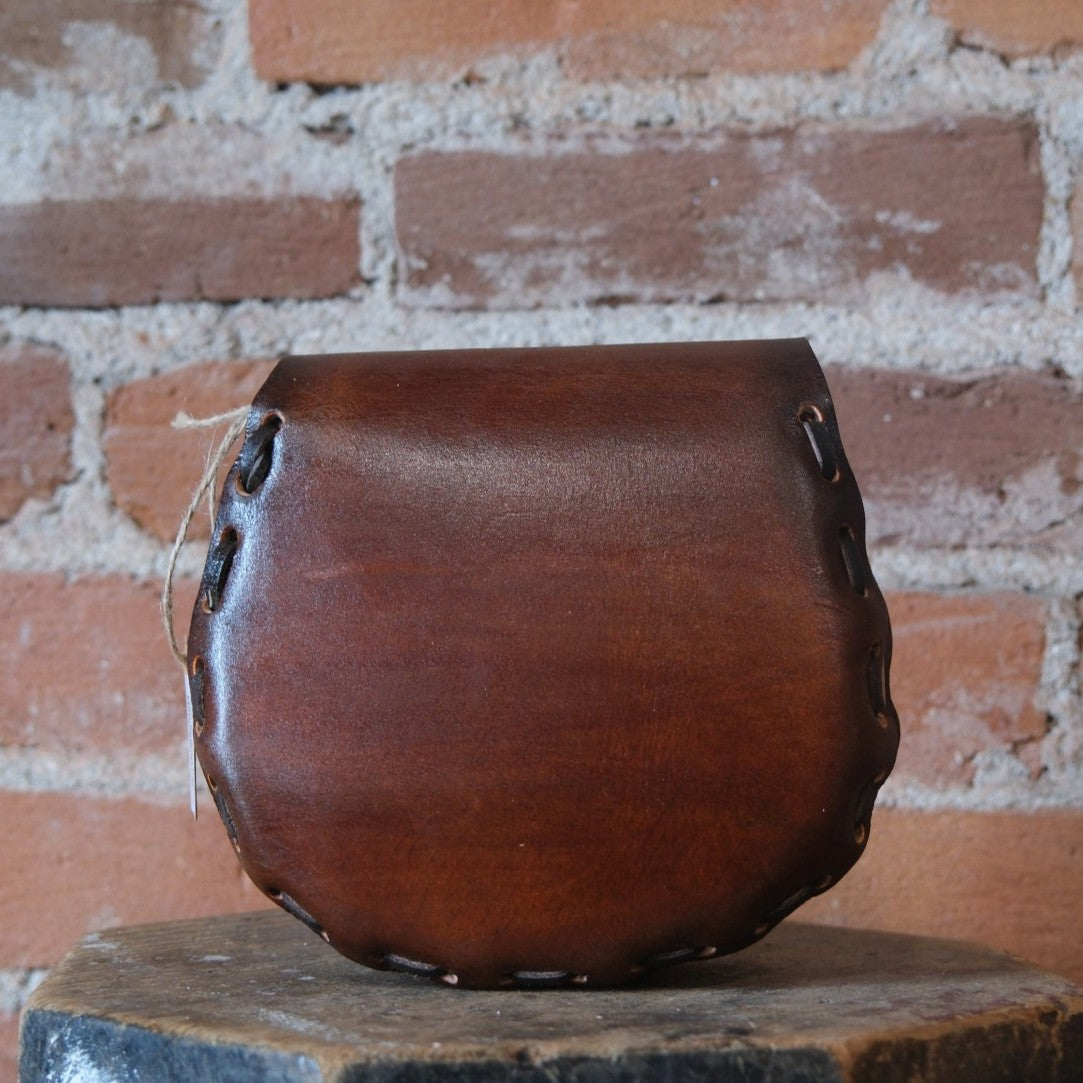 SouthBay Leather Kids Floral Tooled Purse - Dark Brown