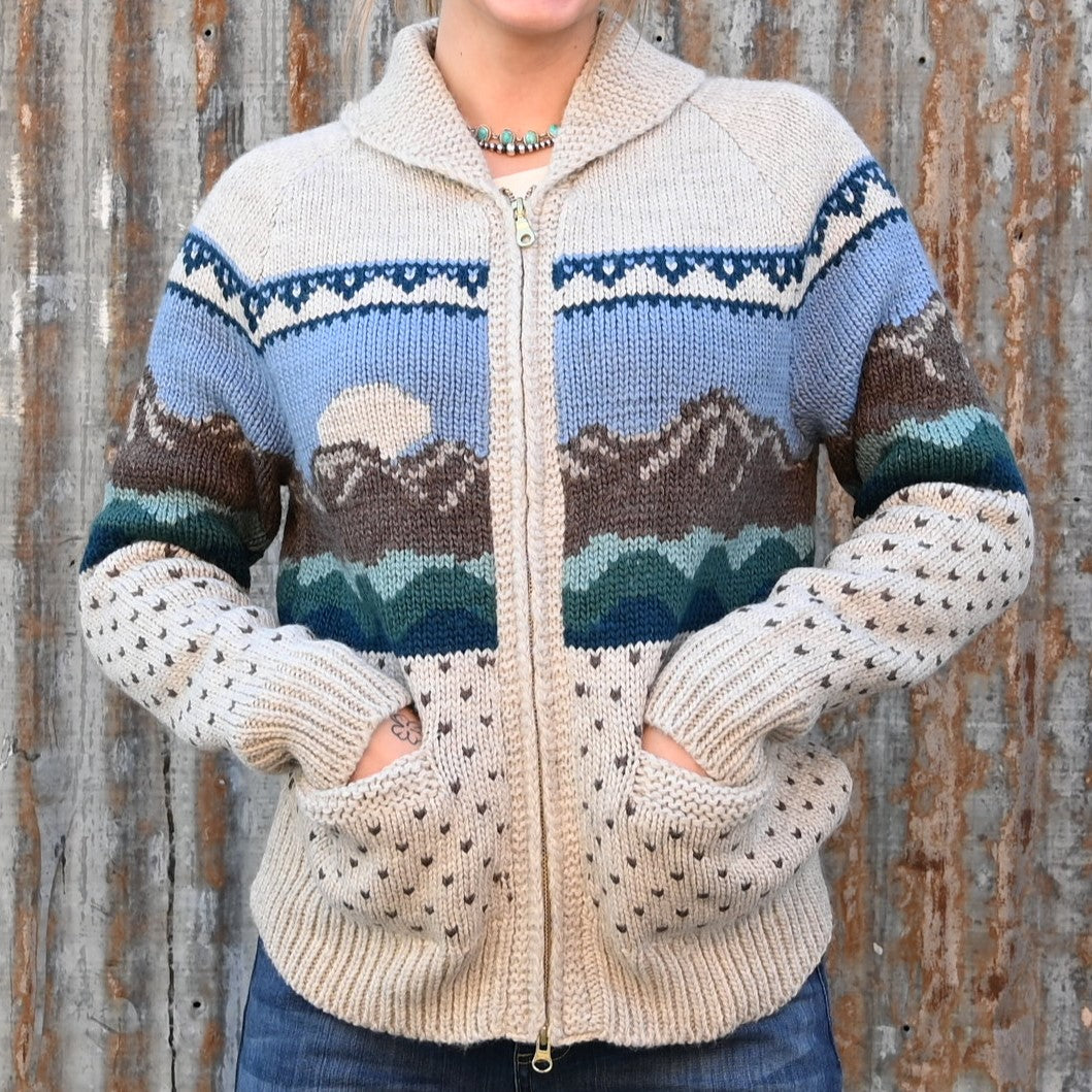 Rockies - Ladies Merino Wool Knit Sweater in Oatmeal