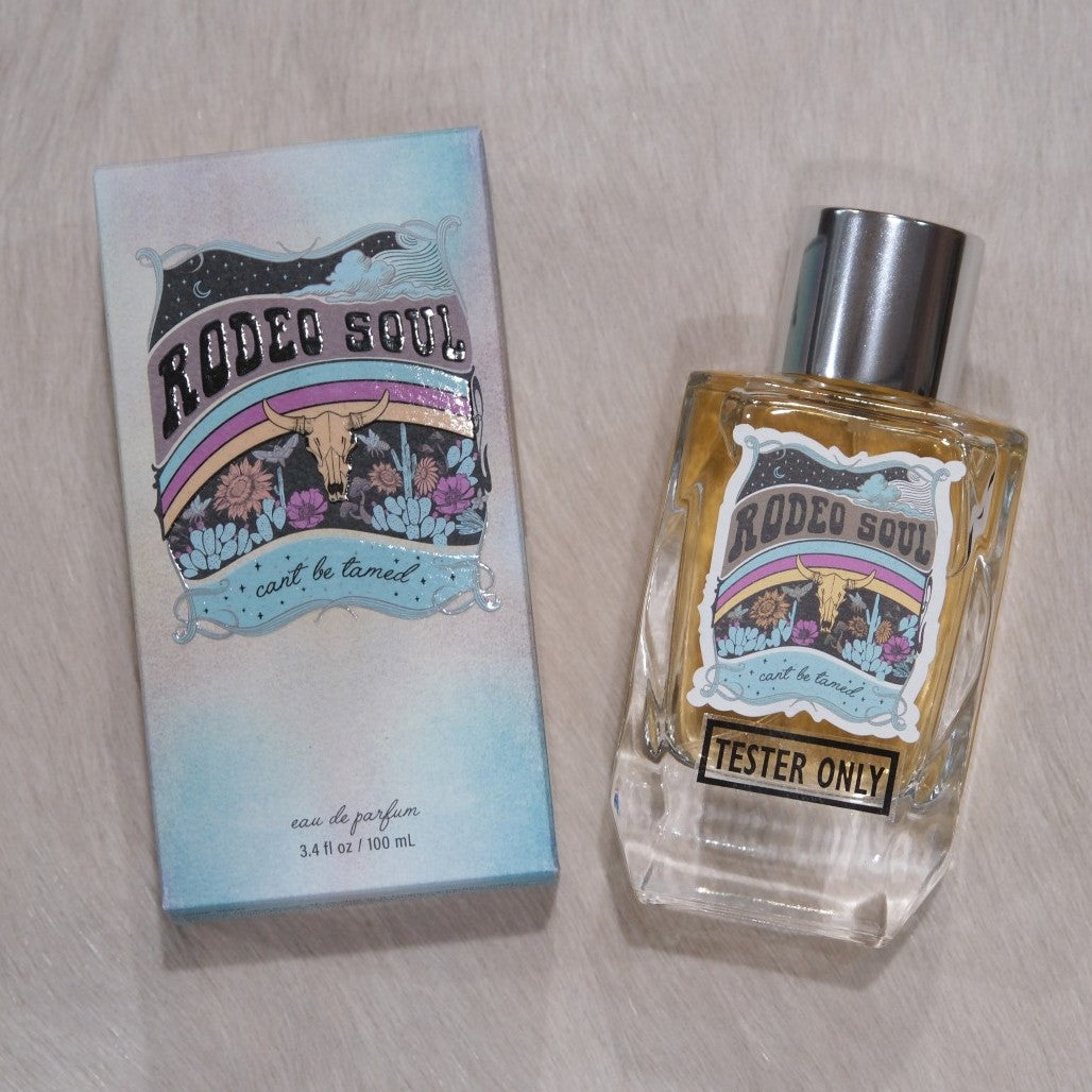 Rodeo Soul Perfume 3.4 oz spray bottle featuring an elegant and vibrant design.