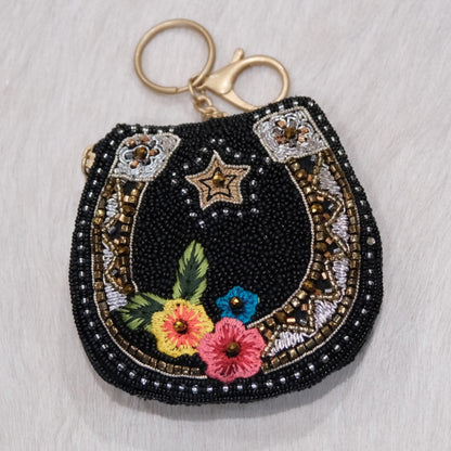 Mary Frances Good Luck Beaded Horseshoe Coin Purse