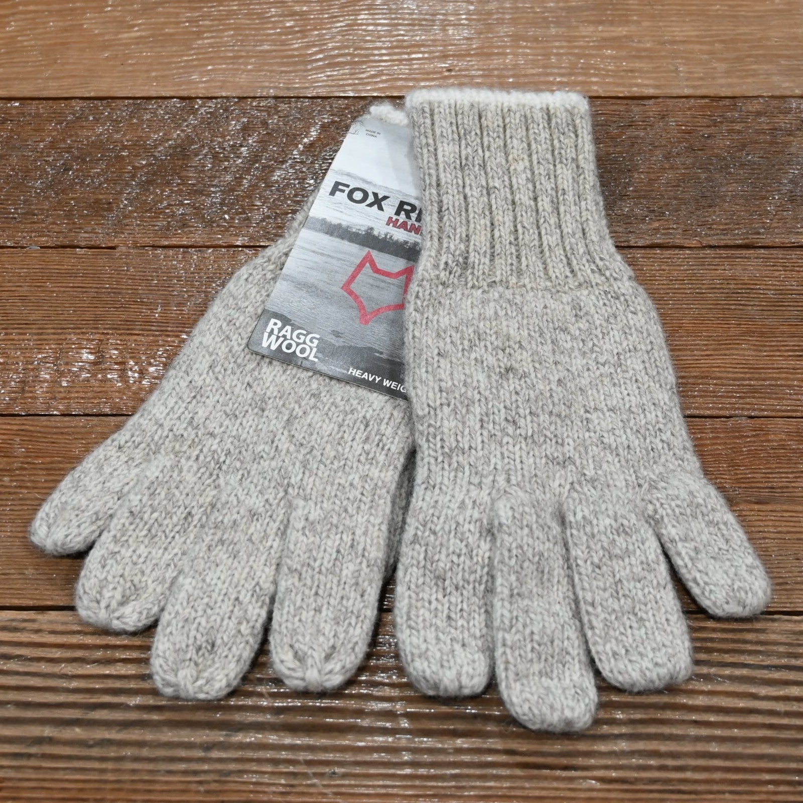 Fox River brown tweed rag and leather glove in medium size