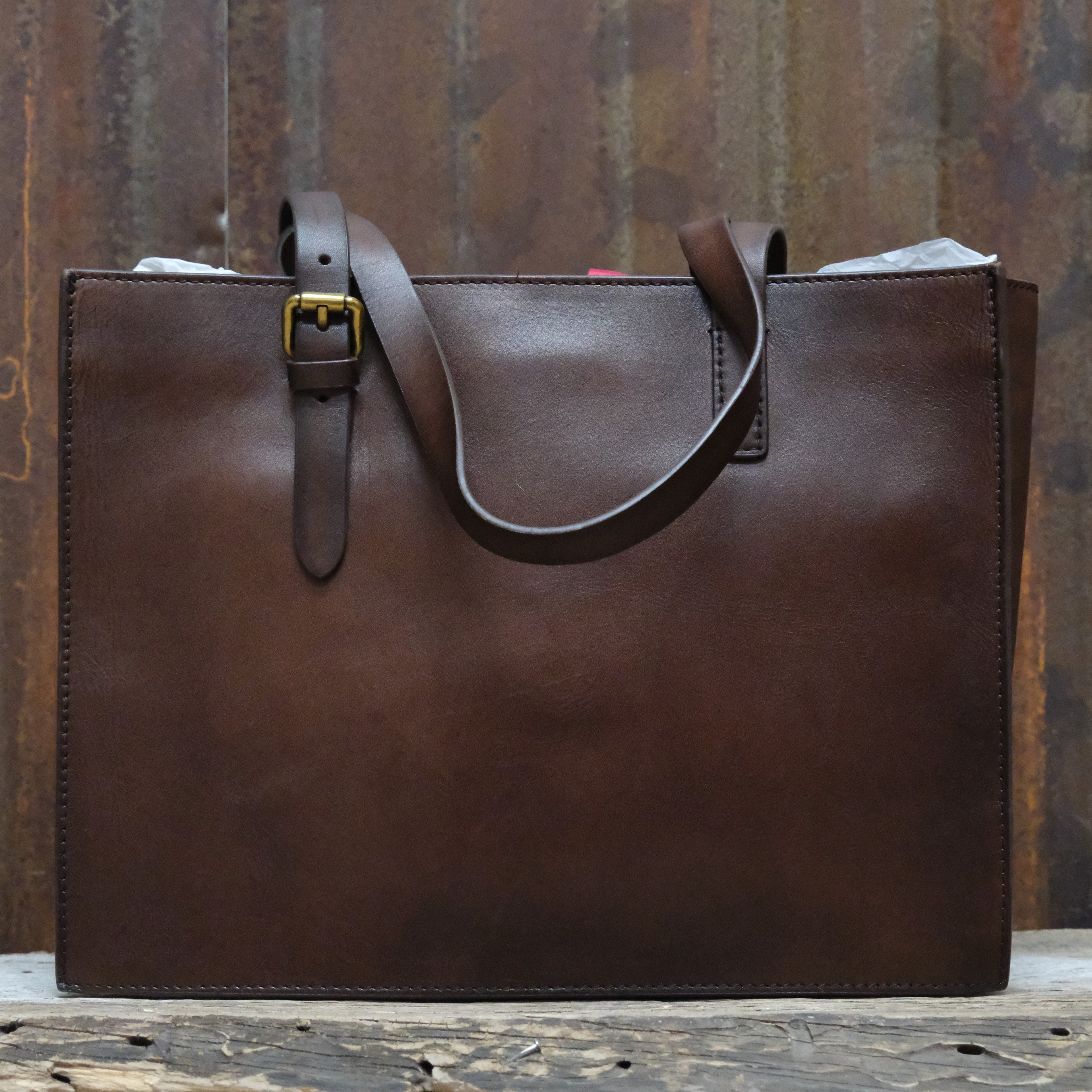 Myra Mivva handtooled brunette leather medium bag with spacious interior